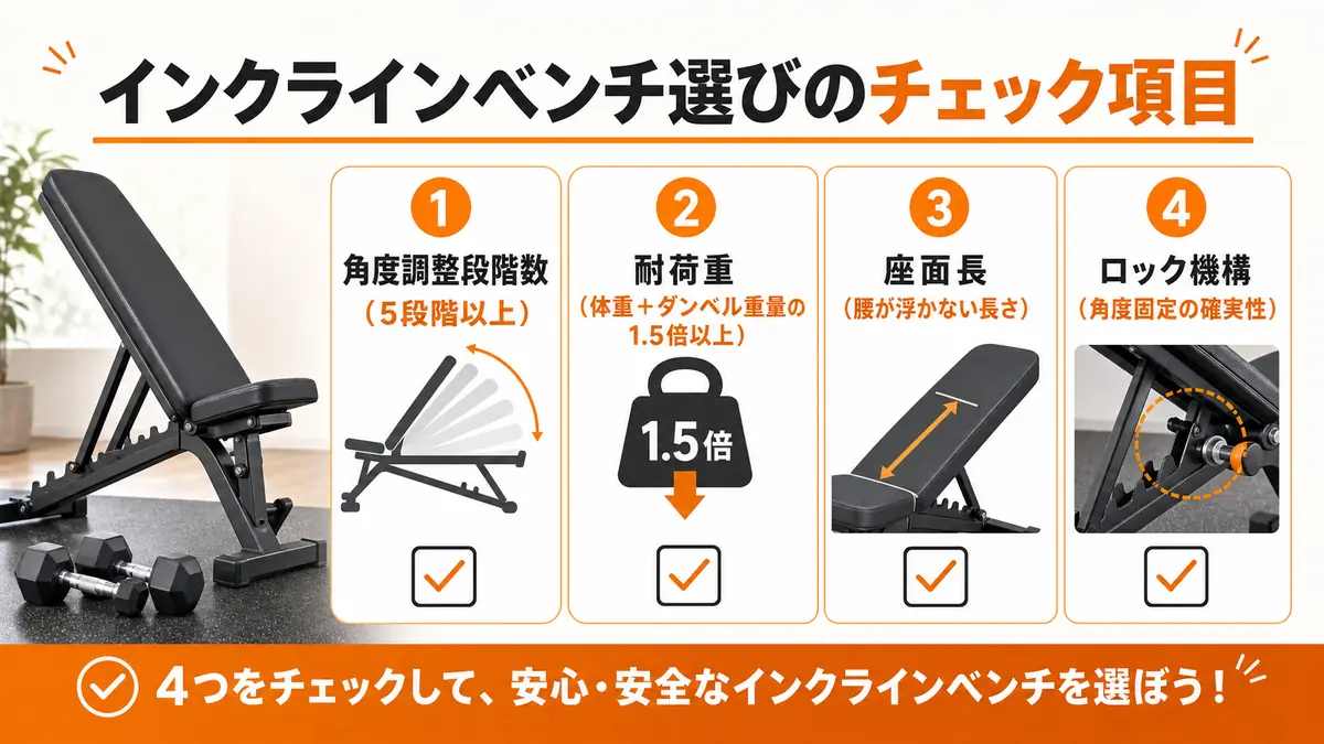 インクラインベンチを選ぶときの確認項目リスト
