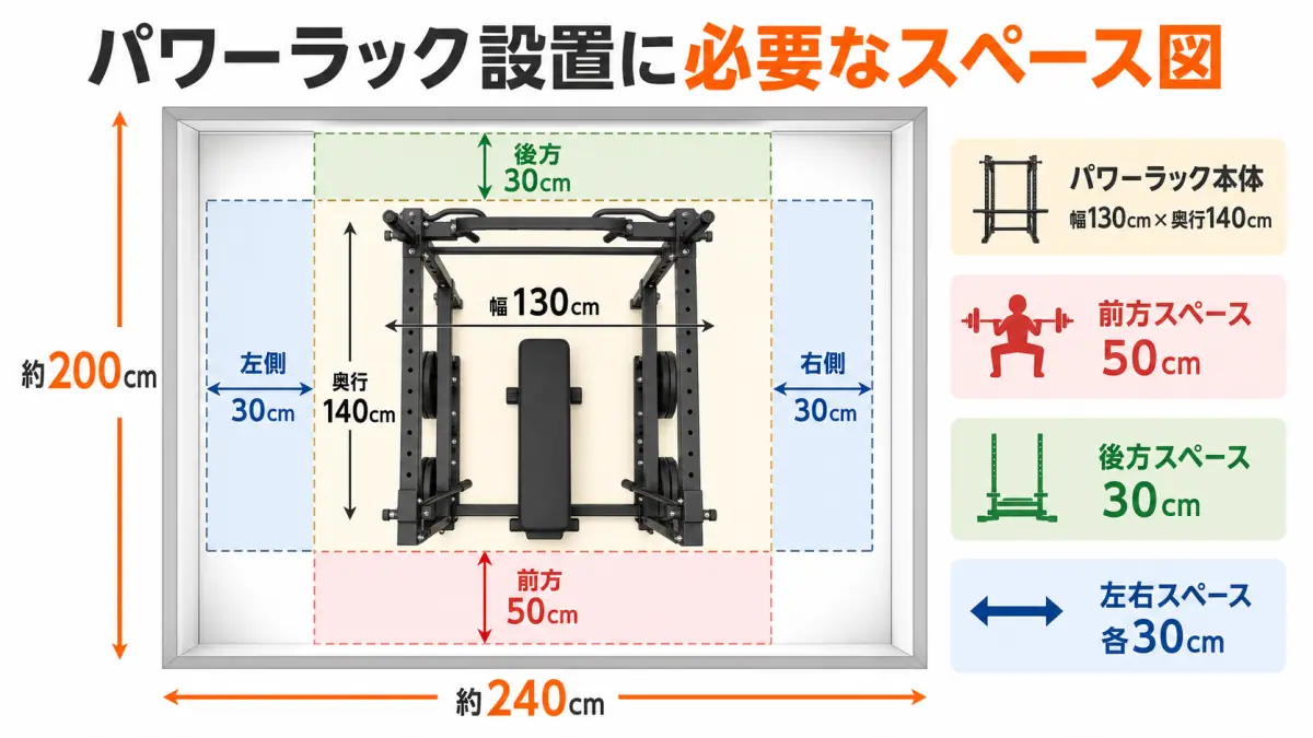 ホームジムのパワーラックに必要なスペースと設置前の確認ポイント