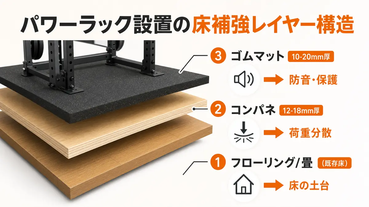 ホームジムのパワーラック導入と床の準備ガイド