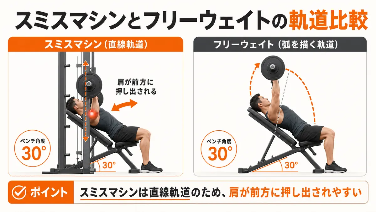 スミスマシンでインクラインベンチプレスを行う際の注意点と代替案