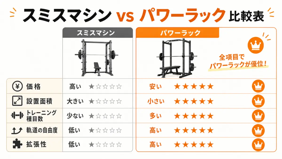 スミスマシンをおすすめしない理由とホームジムに最適な代替案